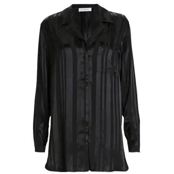 ANINE BING - NWOT - Ash Oversized Striped Satin Shirt Size XS - Picture 3 of 10